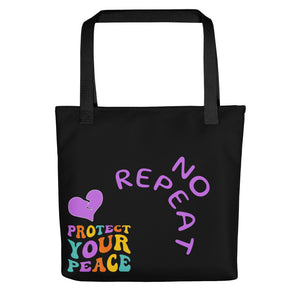 No Repeat "Protect Your Peace" Purple Tote bag